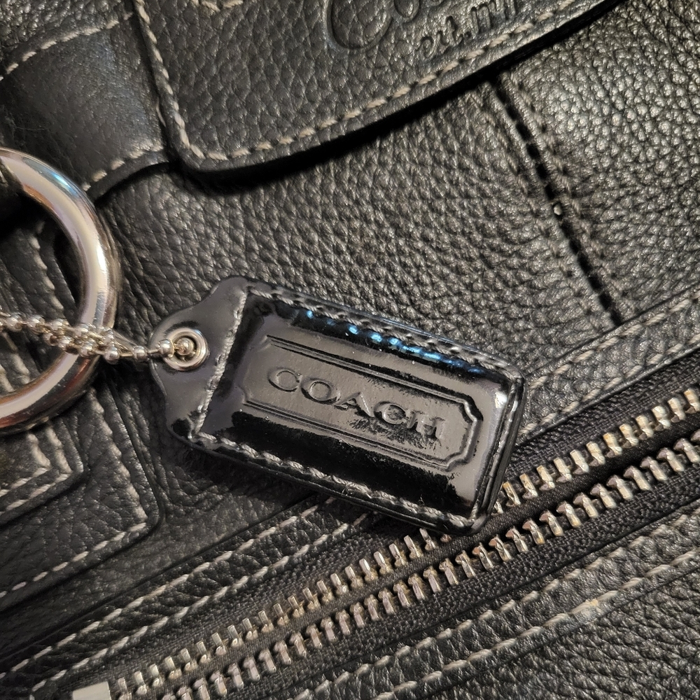 Coach genuine black pebbled leather handbag